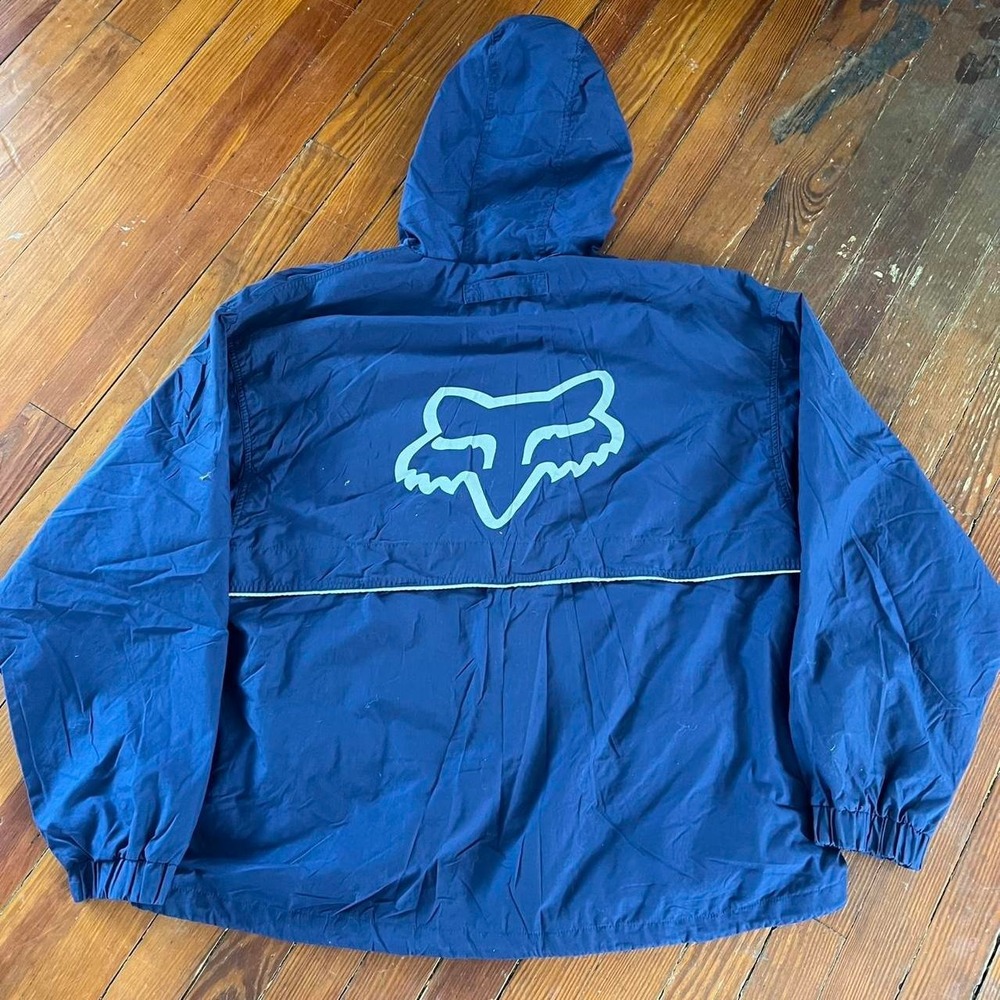 Y2K 2000s Fox Racing blue Graphic Zip Up windbreaker size L